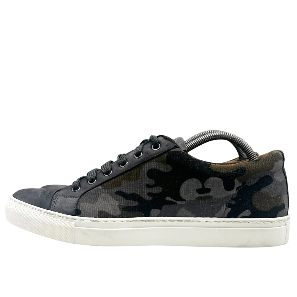 Donald Pliner Christy Camo Canvas Suede Low Top Sneakers Mens 10 Gray Blue Spain